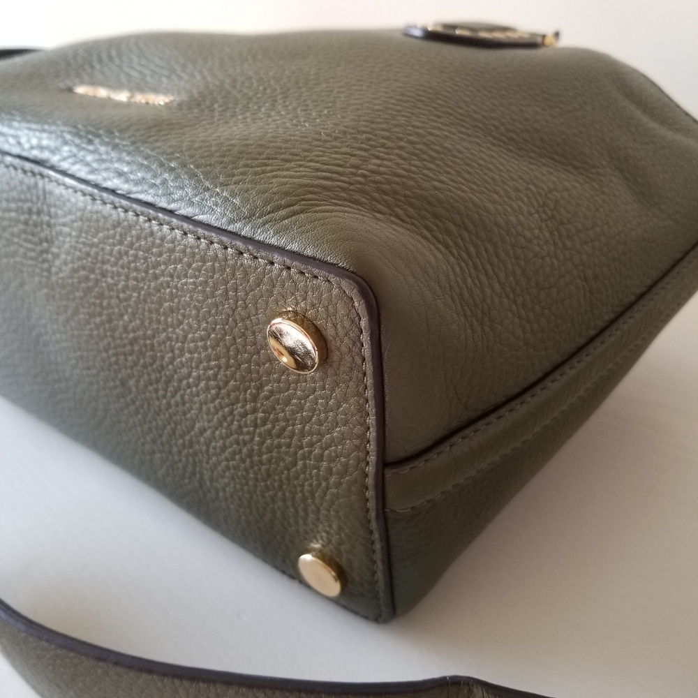 Michael Kors Brooklyn Small Grab Bag Crossbody Pebbled Leather Olive Green - Picture 10 of 13